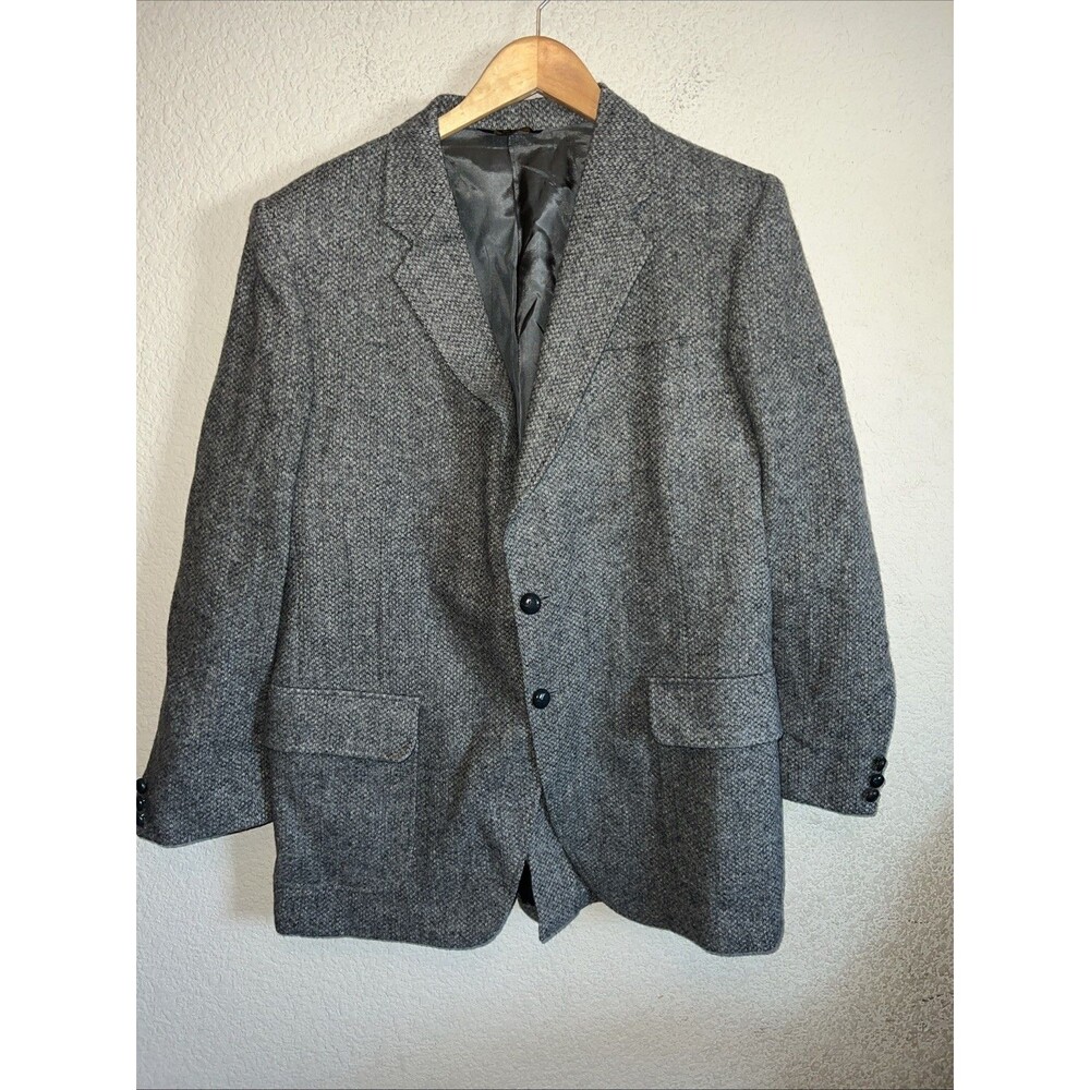 Kuppenheimer Wool Jacket Tweed Gray Herringbone Blazer 44 Long EUC Vintage